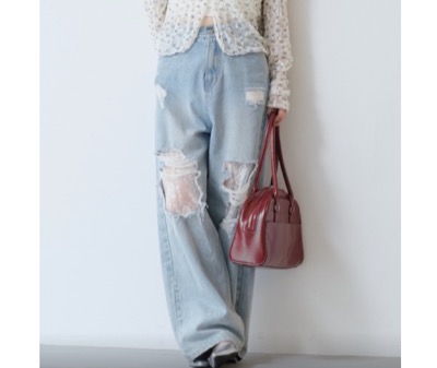 Kastane（カスタネ）　レースデニムパンツ