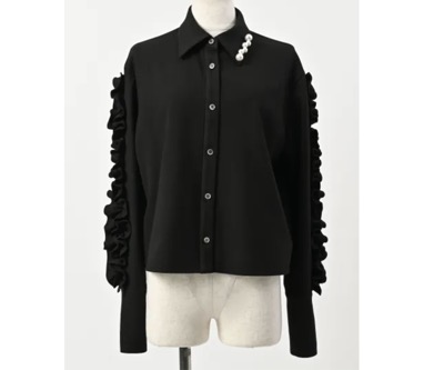 hue DAY TO EVENING（ヒュー・デイ・トゥ・イブニング）　Twill Ruffle Sleeve Shirts