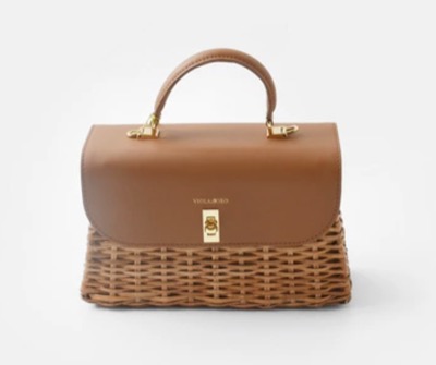 VIOLAd'ORO（ヴィオラドーロ）　スプリットラタン×カウレザー2wayカゴハンドバッグ