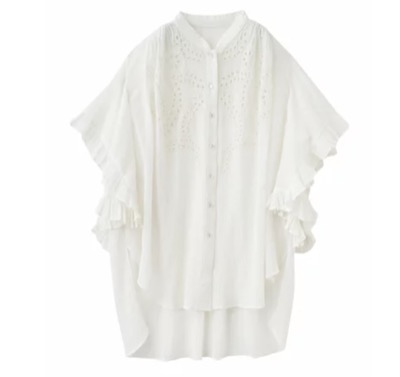 COCO DEAL（ココディール）　エンブロイダリーフリルスリーブブラウス