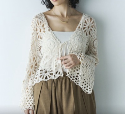 Libra Cue（リブラキュー）　クロシェニットカーディガン