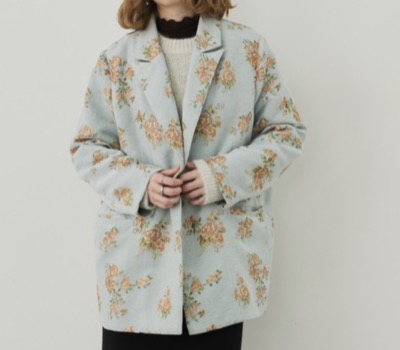 Unitage（ユニテージ）　バラ柄ジャガードオーバージャケット