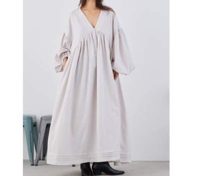 Libra Cue（リブラ キュー）　ワンピース ボリュームスリーブ2wayカフタンワンピース