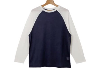 andme（アンドミー）　シアーオーバーサイズ配色ラグラン長袖トップス