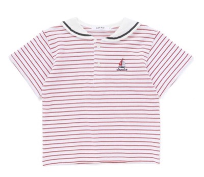 BeBe(ベベ) セーラー襟ボーダーポロシャツ