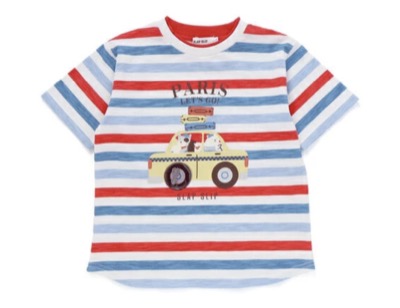 BeBe(ベベ) ドイツイタリアフランスいろいろモチーフ無地ボーダー半袖Tシャツ