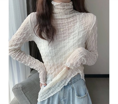 SEU（エスイーユー）　シアー メッシュ ハイネック トップス