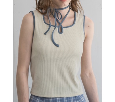 idem(イデム) cup in bi color camisole/配色タンクトップ「カップ付き」
