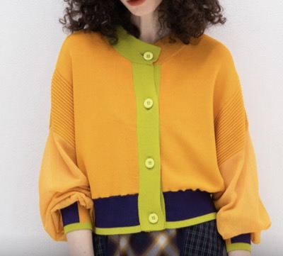 AULA AILA(アウラアイラ) カラーブロックショートカーディガン
