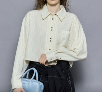 MAISON SPECIAL(メゾンスペシャル) Tuck Stripe Short Shirt
