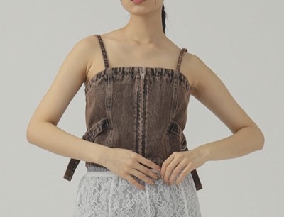 Ray BEAMS(レイビームス) デニム ジップ ビスチェ