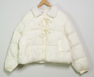 shopnikoniko(ショップニコニコ) 中綿ブルゾン リボンデザイン ボアカラー ボリューム 中綿ジャケット