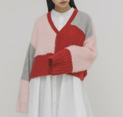 KBF(ケイビーエフ) パッチワークニットカーディガン