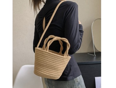 STYLEBLOCK(スタイルブロック) 麦わら調編みデザイン2WAYショルダーバッグ