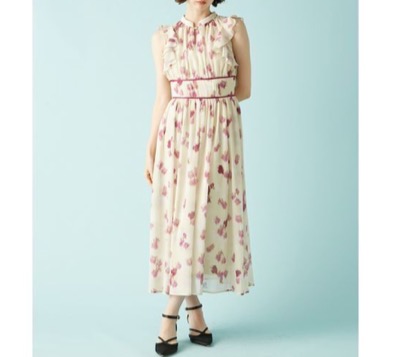 Lily Brown(リリーブラウン) シアープリントフリルワンピース