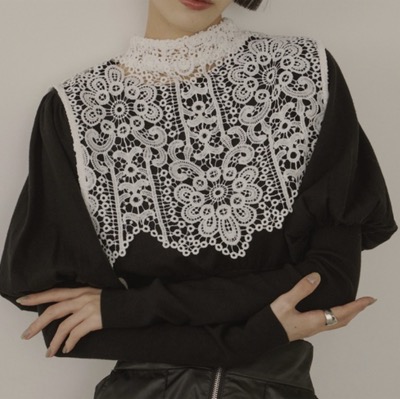 violetta(ヴィオレッタ) レースカラークロップドニットトップス