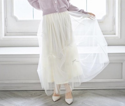 violetta(ヴィオレッタ) リボン付きドレープチュールスカート