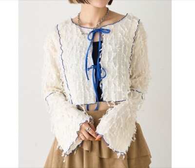 w closet(ダブルクローゼット) 配色メロウボレロブラウス