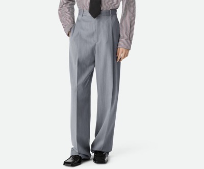 BOTTEGA VENETA（ボッテガ・ヴェネタ）　ウール サトル シェブロン ワイドレッグパンツ