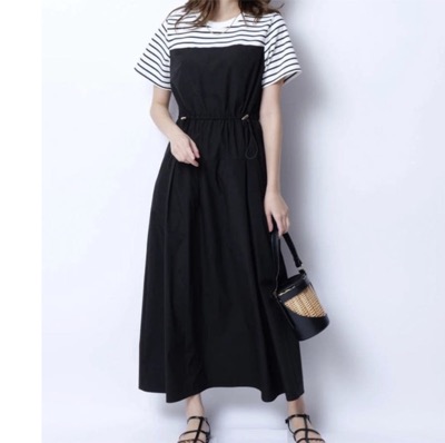 JUSGLITTY(ジャスグリッティー) ビスチェドッキングワンピース S ボーダー