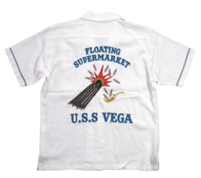 HOUSTON（ヒューストン）　チェーン刺繍 テンセル素材 半袖 ボーリングシャツ