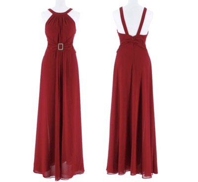 DAZZY(デイジー) ワンカラーアメスリビジューバックルAラインロングキャバドレス