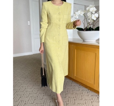 a lot of love（ア ロット オブ ラブ）　ポケットデザイン ツイードワンピース