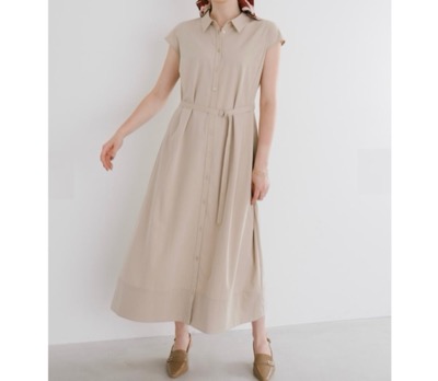 Stola.（ストラ）　ウエストベルト付き肩タックシャツワンピース
