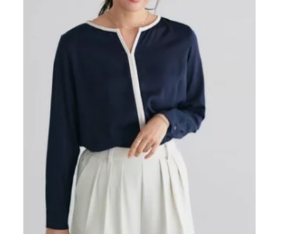 marvelous by Pierrot（マーベラスバイピエロ）　配色キーネックブラウス