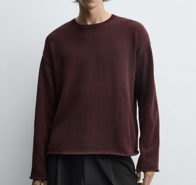 ZARA（ザラ）　TEXTURED TURN-UP TRIM SWEATER