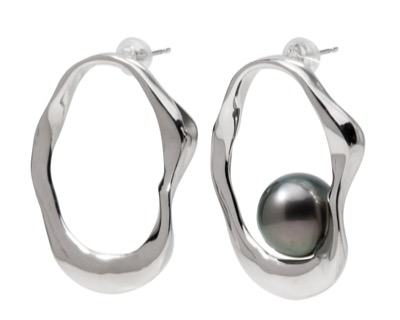 MARLENA（マルレナ）　ウェーブ/インサイド ペア　タヒチ黒蝶真珠 11mmUP