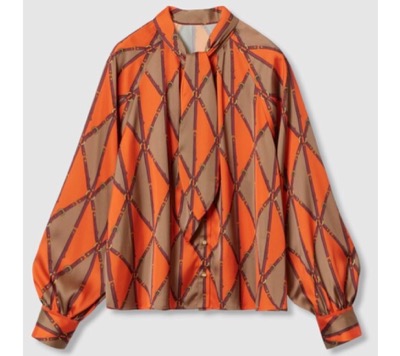 ANAYI（アナイ）　ベルトプリントボウタイ ブラウス