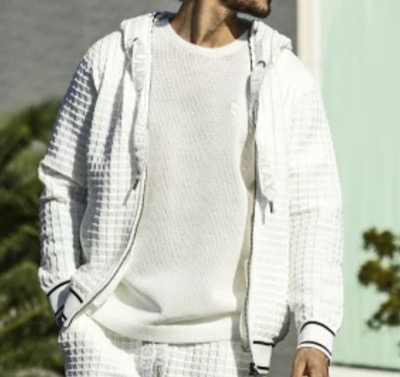 1PIU1UGUALE3 RELAX（ウノピュウノウグァーレトレリラックス）　SQUARE PATTERN KNIT HOODIE