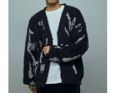 Firsthand（ファーストハンド）　リラックスフィットシャギージャカードニットカーディガン