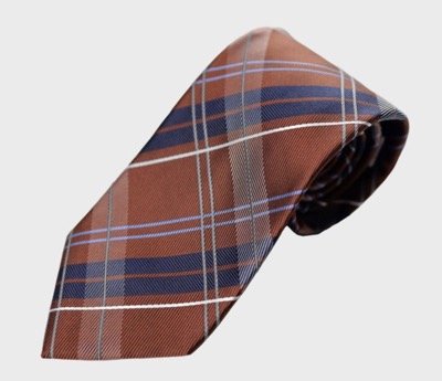 KINSHOKU　ネクタイ西陣織チェック・オレンジ