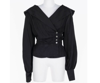 FETICO（フェティコ）　ROSE JAQUARD STRIPE SAILOR COLLAR BLOUSE