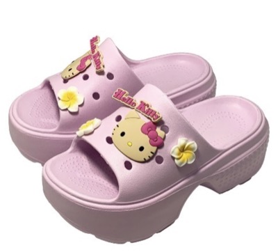 SANRIO(サンリオ) キャラクターズ花飾り付き厚底ヒールサンダル