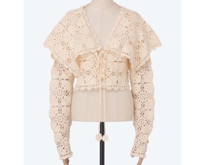 OPEN SESAME CLUB（オープンセサミクラブ）　Cashmere blend fleur lace cardigan