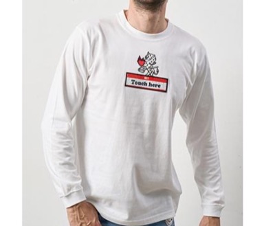 STUD MUFFIN（スタッドマフィン）　コットン天竺 BEBYLパッチ&シークイン LOVELOSTプリント LS Tシャツ