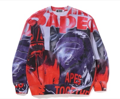 A BATHING APE(ア・ベイシング・エイプ) OVERPRINT RELAX FIT CREWNECK SWEATSHIRT