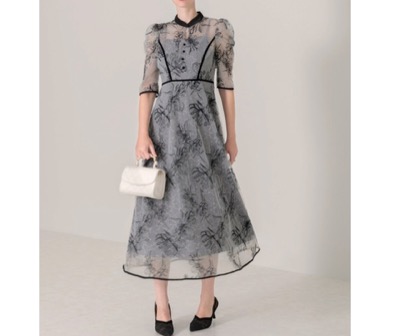 LEJA（レジャー）　花柄刺繍ラメレース ドレスワンピース