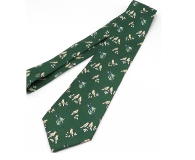 HERMES（エルメス）　ネクタイ 小鳥 ラブバード ハープ