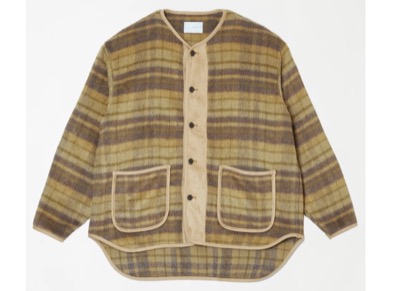 arenotis（アーノッティーズ）　Suede Combo Shaggy Check Cardigan