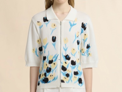 MARNI（マルニ）　クリーム コットン製ジップカーディガン