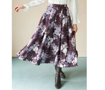 tocco closet（トッコクローゼット）　ロイヤルガーデンプリントジャガードタックフレアスカート