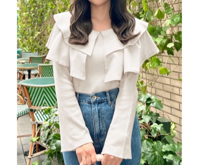 GRL（グレイル）　ダブルカラーニットトップス