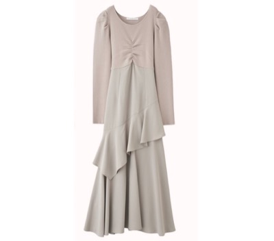 LILLIAN CARAT（リリアンカラット）　ニットドッキングティアードワンピース