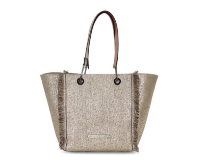 BRUNELLO CUCINELLI(ブルネロ クチネリ) Platinum Metallic Woven & Leather Reversible Tote