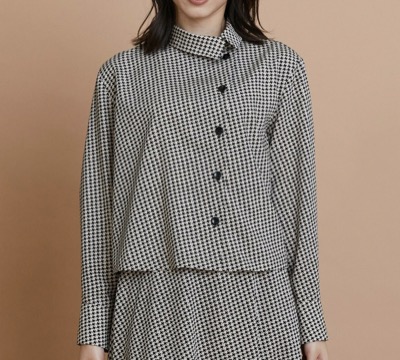 L'EQUIPE(レキップ) ハウンドトゥースプリントシャツ