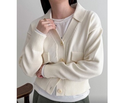fredy emue(フレディエミュ) コットン衿付きVネックカーディガン